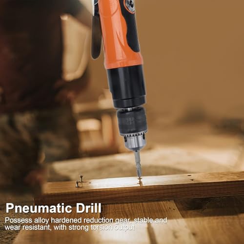 Inline Mini Air Drill – 3/8" Keyless Chuck, 20,000 RPM High-Speed Pneumatic Drill Set, Reversible, Lightweight For Tight Spaces