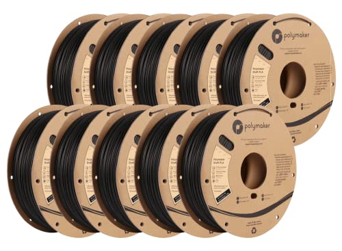 Polymaker 10Kg Pla Filament 1.75Mm Bundle Black, 10X1Kg Pla 3D Printer Filament 1.75 - Polymaker Draft Pla 1.75 Pla Filament Matte Black 3D Printing Filament For Big Projects #TOP24