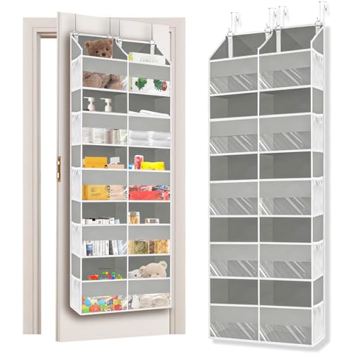 YTACREA 1 Stück Hängeorganizer Tür, 5 Etagen Tür Organizer Hängend mit 10 Mesh-Taschen, Hängeaufbewahrung Große Kapazität, Türregal Stoff für Bad, Schlafzimmer, Küche, Wohnheim,Camper, Grau
