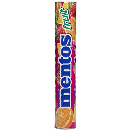 Mentos Maxiroll Gigante Frutas, Caramelo Masticable con Zumo de Frutas – Contiene 10 unidades de 38 gr.