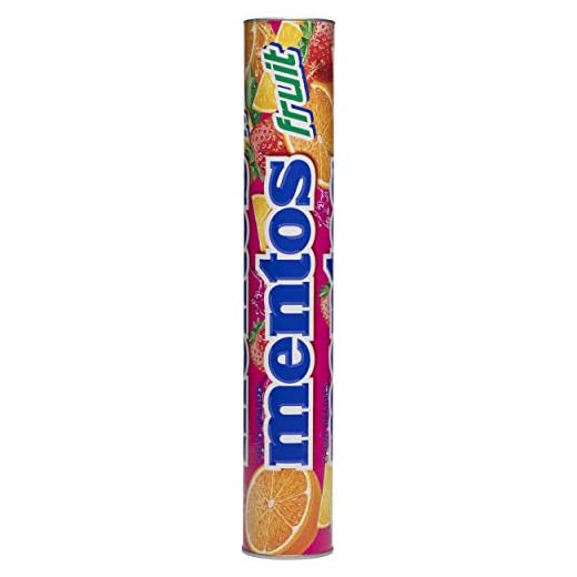 Mentos Maxiroll Gigante Frutas, Caramelo Masticable con Zumo de Frutas - Contiene 10 unidades de 38 gr. (Total 380 gr.)