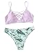 SweatyRocks Women's Bikini Set Leaf Print Criss Cross Bathing Suit, Pink, Medium
