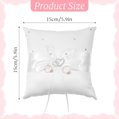 image for Xelsluthe Ring Bearer Pillows White, 6'' x 6'' Wedding Ring Pillow Hol