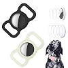 2 Pack Beschermhoes Compatibel met Airtag Pet Collar, Siliconen Kat Hondenhalsband Houder voor Air tags met 4 Stks HD Screen Protector voor Airtags Case voor Rugzak Tas
