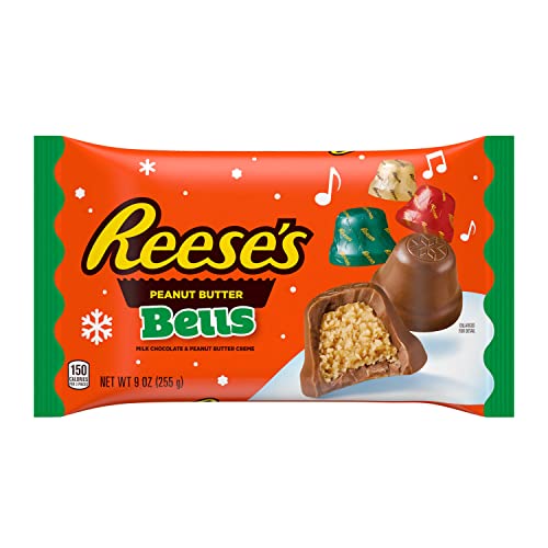 REESE'S Chocolate Peanut Butter Creme Bells, Christmas Candy Bag, 9 oz