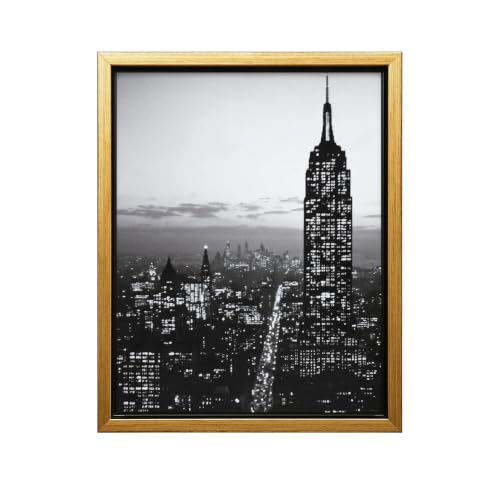 InkFlow Posters NYC Skyscraper Photography Canvas Poster - B&W New York City Skyline Photography - Urban Cityscape Print, Architectural Wall Art for Living - 24x32 Gold Floated Frame Canvas Print