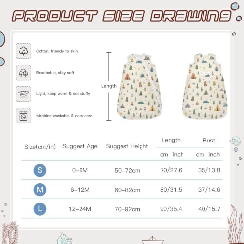 Kigai Camp Mountain Baby Sleep Sack Wearable Blanket Sleeping Bag 2-Way Zipper Soft Swaddle Transition Sack — view 2