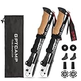 GPTCAMP Nordic Walking Stick, TPZ-1, 2pc Folding Collapsible Hiking Poles with Metal Quick Lock, Cork Handle, Lightweight 7075 Aluminum Trekking Poles for Seniors Women Men Hiking Gear