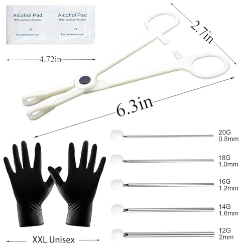 Piercing Kit 35PCS Professional Piercing Kit Includeds 25PCS Mixed 12G 14G 16G 18G 20G Ear Nose Piercing Needles 2PCS Piercing Clamps 6Pcs Clean Tools 2 Gloves for Ear Nose Piercing Kit2