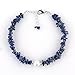 CRYSTALINES Natural Lapis-Lazuli Gemstone Bracelet with Cultured Pearl, Uncut Nuggets Beads, Handmade Women Jewelry, Healing Crystal, Silver Plated Chain, Birthstone, Gift for Her, 8inch