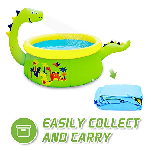 Lunvon Inflatable Swimming Pool for Kids, Dinosaur Pool Sprinkler Water Toys, Size 69" X 24.5", Kiddie Pool for Age 3+