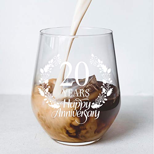 Perfectinsoy 20 Years Happy Anniversary Wine Glass Set Of 2, 20Th Anniversary Wedding Gift For Mom, Dad, Wife, Soulmate, Couple, Funny Vintage Unique Personalized, 20 Years Gifts … #TOP2
