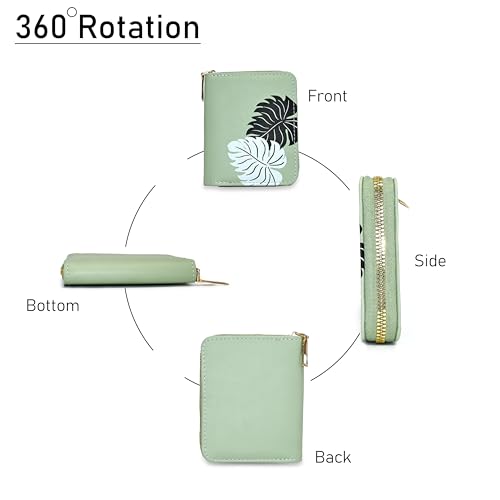 Image of Valerie Women Small Wallet Wallets For Girls Credit Card Holder Coin Purse Zipper Small Secure Card Case Cute Wallets Mini Wallets For Women (Green Color)