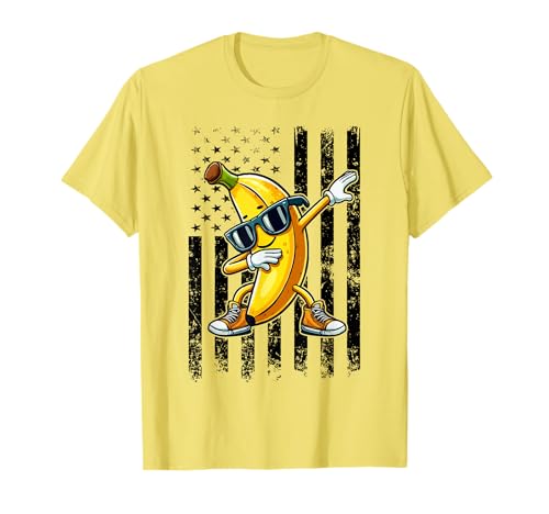 Dabbing Banana Retro American Flag Banana Lover Boys Kids T-Shirt