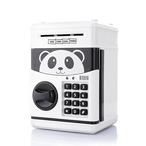 TOPBRY Piggy Bank for Kids ,Electronic Password Piggy Bank Kids Safe Bank Mini ATM Piggy Bank Toy for 3-14 Year Old Boys and Girls ( White)