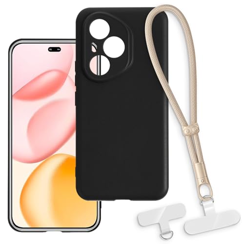 OAGELIM 2-in-1�ی�P�[�X�ƃ��X�g�X�g���b�v Huawei Honor 400 Pro 5G Global �Ƃ̌݊������� ���O���\�ȃ��j���[�h�t���d�b�J�o�[�A����~�ߕ����h�~�O���b�v�n���h�� (�u���b�N + �S�[���h)