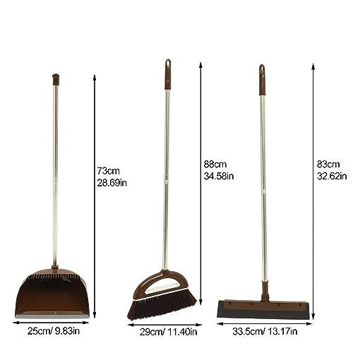 Healvian Conjunto De Vassoura E Pá De Lixo Vertical Com Cabo Longo De Vassoura E Rodo De Chão Conjun