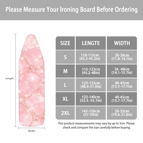 Housse pour table à repasser thermorésistante en coton rose - 7