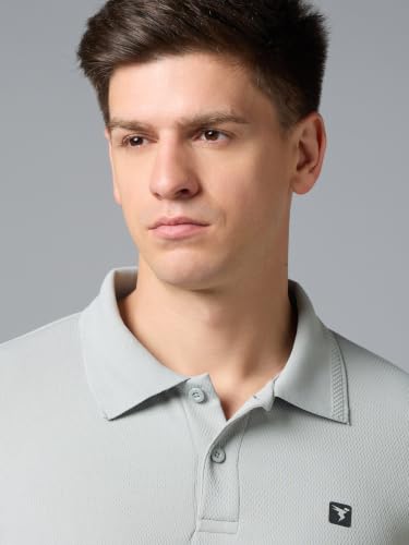 Image of TECHNOSPORT Men's Regular Fit Half Sleeve Polo T-Shirt with Collar, ELASTO Plus Quick Dry Moisture Wicking Polo Tee for Gym Sports Golf and Casual Wear