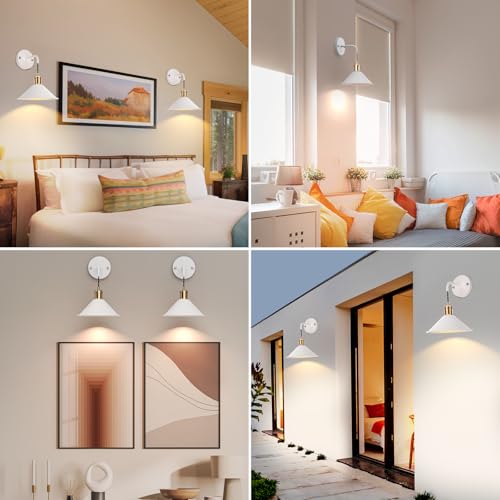 Image of Wireless Wall Lights with 13 RGB Colors, Dimmable Battery Powered Wall Lamps, Remote Control, Memory Function, Timer for Bedroom, Living Room, 2Pack, White, WS-01