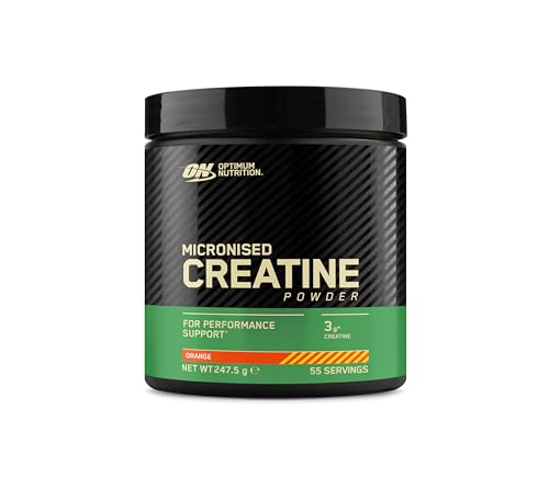 Optimum Nutrition Creatina Monohidratada en Polvo, Sabor Naranja, con Edulcorantes – 55 Porciones, 247 g