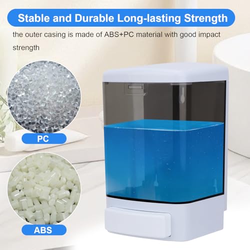 Soap Dispenser Wall Mount, 33.8oz/1000ml Commercial Manual Soap Dispenser Wall Mounted for Bathroom Kitchen Hotel, Liquid Containers Shampoo Plastic