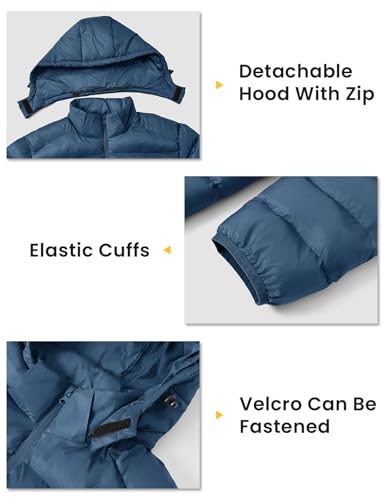 Image of TBMPOY Men's Lightweight Puffer Jackets Detachable Hood Water-Resistant Casual Winter Coat Hooded Insulated for Travel Ski