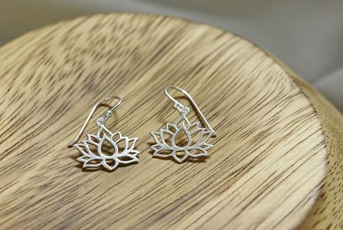 AeraVida Spirited Lotus Flourishing Flower .925 Sterling Silver Dangle Earrings | Lotus Flower Earrings Jewelry3