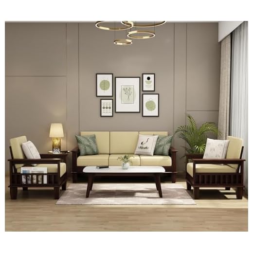 WOODEN ART ERA Sheesham Wood 5 Seater Sofa Set for Home Living Room Office || 3+1+1 Solid Wood Sofa Sets Wooden Sofa Sets 5 Seater (Walnut Finish)