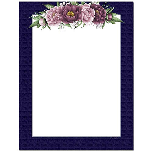 Mauve Flowers Letterhead Laser & Inkjet Printer Paper (100 Pack)