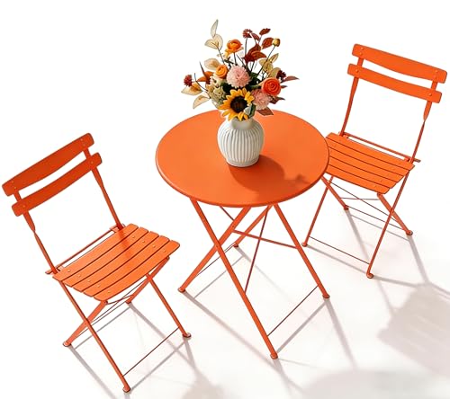 Garvee 3 Piece Patio Bistro Set Folding Table and Chairs Set of 2