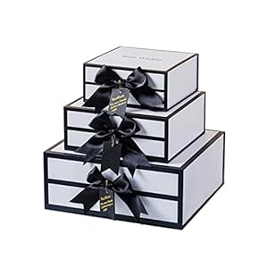 Homeanda Pack of 3 White Different Sizes Cardboard Gift Wrap Wraping Box Case Holder with Top Lid Cover for Christmas…