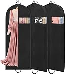 60" Sacs à Robe pour Gowns Long Garment Sacs pour Voyage, 4" Gussettes pour le rangement des vêtements suspendus, Protecteur respirant de la peau pour manteau de fourrure, Robe de mariée, Veste Down, 3 Boîtes