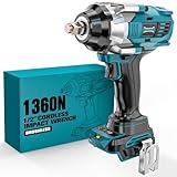 DIYtoolifz Cordless Impact Wrench 1/2 inch for Makita 18V Battery, 1000Ft-lbs Brushless Electric Power Impact Driver Gun Tool, 2100RPM High Torque Impact Wrench with LED Work Light (Tool Only)