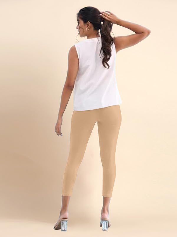 Image of TRENDMALLS Women's Microfiber Elastane Stretch Soft Cropped Leggings with Ultrasoft Waistband for Women