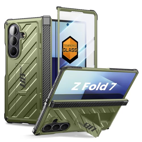 SUPCASE for Samsung Galaxy Z Fold 7 Case with Kickstand (UB Pro), [Built-in Tempered Glass Screen Protector] [Hinge Coverage] [Military-Grade Protection] Full-Body Heavy-Duty Rugged Phone Case, Guldan