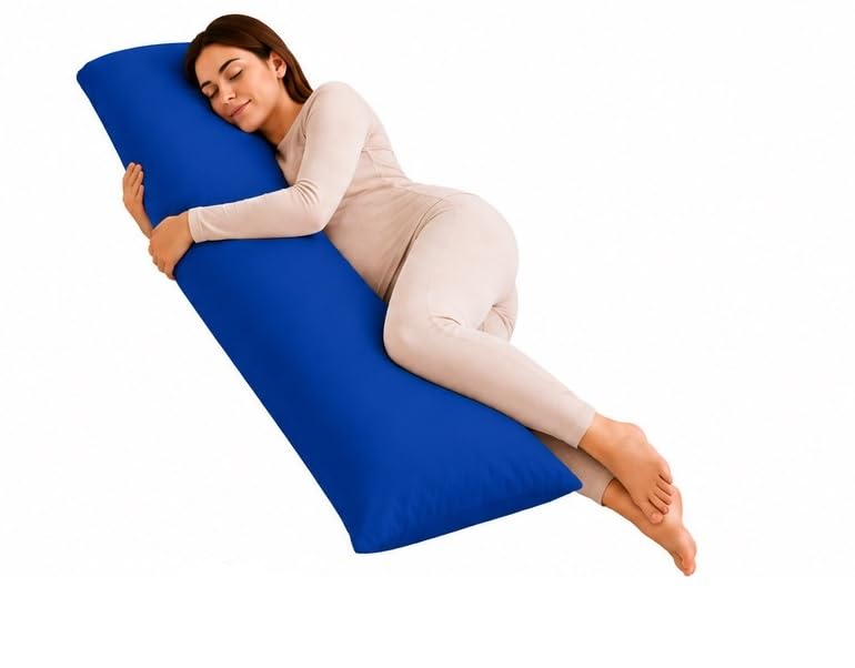 Ridas Bedding New Anti Allergenic Pregnancy Maternity Orthopaedic Hollow Fibre Filling Bolster Pillow With Free Bolster Pillow Case. (MID BLUE, Single 3FT (36"))