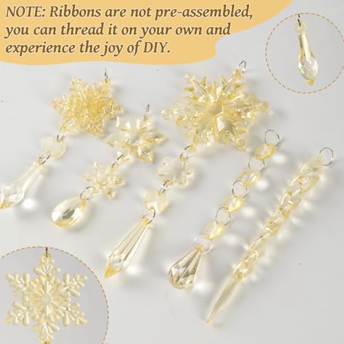 Image of Crystal Christmas Ornaments for Tree Decor, Snowflake, Icicle & Star