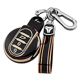 ontto Autoschlüssel Hülle Cover Passt für BMW Mini Cooper S One Clubman Countryman F54 F55 F56 F57 F60JSW Zubehör Fernbedienung Schutzhülle Schlüsselanhänger TPU Schlüsseletui 3 Taste-Schwarz