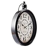 Antique Oval Clock European Style Metal Large Wall Clock Silent Not Beating Black 18.5' Hx10.6 W