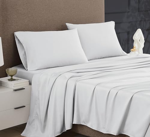 Linen Closet Luxury Cotton 600 Thread Count Performance Cotton 4-Piece Sheet Set, King, Cool Grey by Linen Closet - Image 4