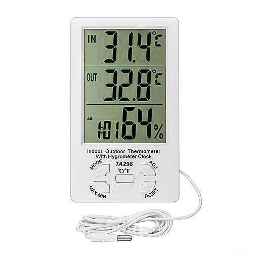Donkivvy KTJ TA298 Thermometer Hygrometer Innen, LCD Digital Temperatur luftfeuchtigkeitsmesser, Präzise Thermo-Hygrometer, Datenspeicherung für Gewächshaus Weinkeller – Bild 3