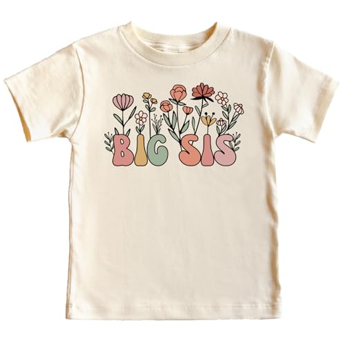 Floral Big Sis Shirt for Girls Big Sister Flower T-Shirt New Sibling Toddler Tee