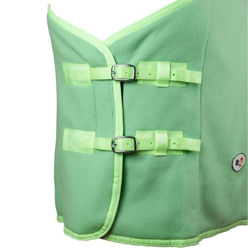 Foto von RL24 - Abschwitzdecke Basicline – Pferdedecke mit Schweifkordel, Widerristpolster & Metallverschluss – atmungsaktive Fleecedecke – Pferde Zubehör – Transportdecke in Hellgrün – 135cm