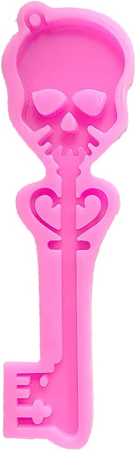 Guratapa Shiny Glossy Halloween Skull Key Silicone Mold for Resin Keychains, Epoxy Pendants, Polymer Clay Crafts & Fondant Cake Decor