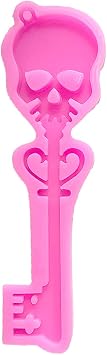 Shiny Glossy Halloween Skull Key Skeleton Key Shape Silicone Molds for DIY Craft Keychain Polymer Clay Mold Epoxy Pendant Resin Crafting Making Cake Decoration Fondant Mould