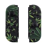 eXtremeRate Soft Touch Grip Green Weeds Joycon Handheld Controller Housing w/Full Set Buttons, DIY Replacement Shell Case for Nintendo Switch & Switch OLED Model Joy-Con – Console Shell NOT Included