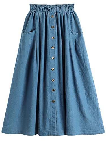 Jupe vintage en jean à taille haute élastique ultra confortable bleu clair