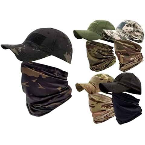 Sterzeal® Military Camo Baseball Cap with Neck Gaiter Neck Warmer Camouflage Mask and hat Snoods for Running (Colour 2) Cover