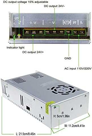 Miniatura 3 de MTYTOT 24V 15A 360W Fuente de alimentación conmutada CA 110V  220V a CC 24V 15Amp Adaptador universal regulado convertidor transformador para DC24V